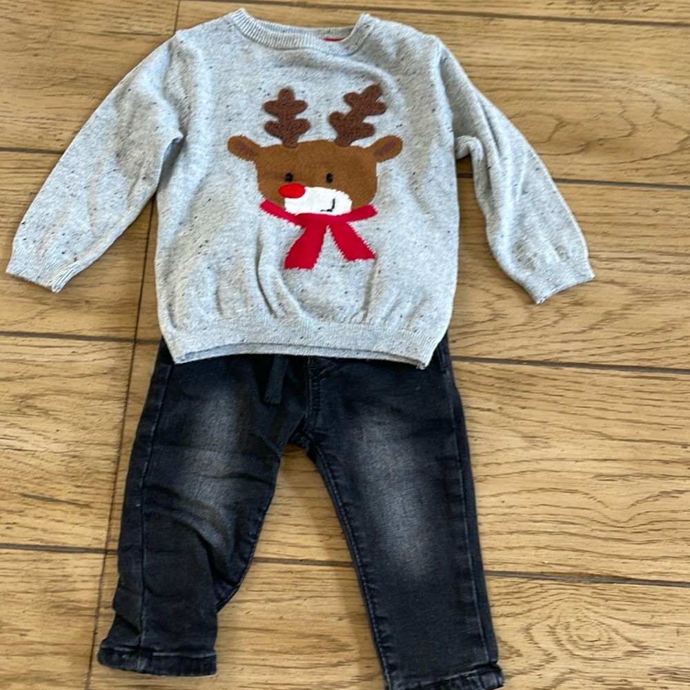 Rudolf Christmas Sweater with Black jeans